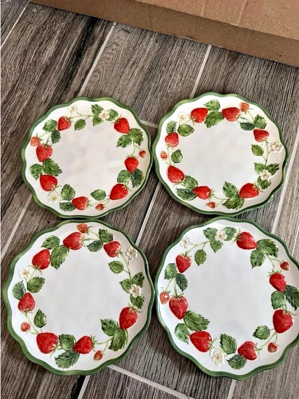 Strawberry Floral Dinner Plates Set of 4